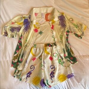 Colorful Patterned Shirt and Shorts Set